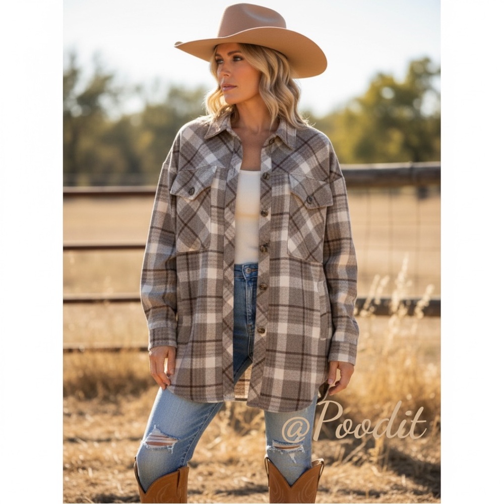 FANTASTIC FAWN button up fringe back shacket S M L - Picture 3 of 6